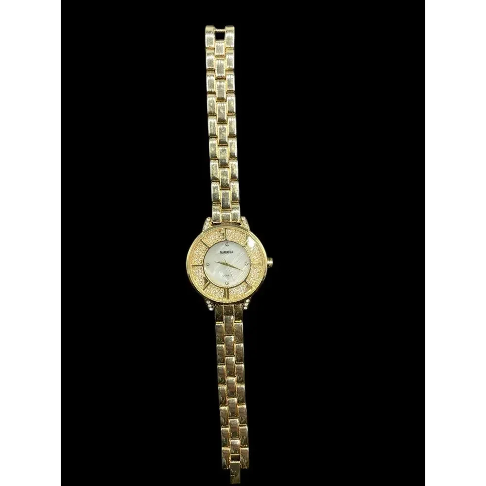 Vintage Manhattan by Croton Gold Tone Crystal Accent Women’s Watch